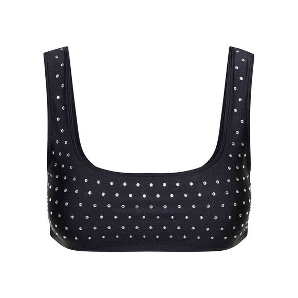 The Andamane Women Black Sports Bra With Crystals In Polyammide Woman